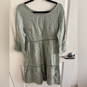 Green 100% Linen Dress Made in Italy